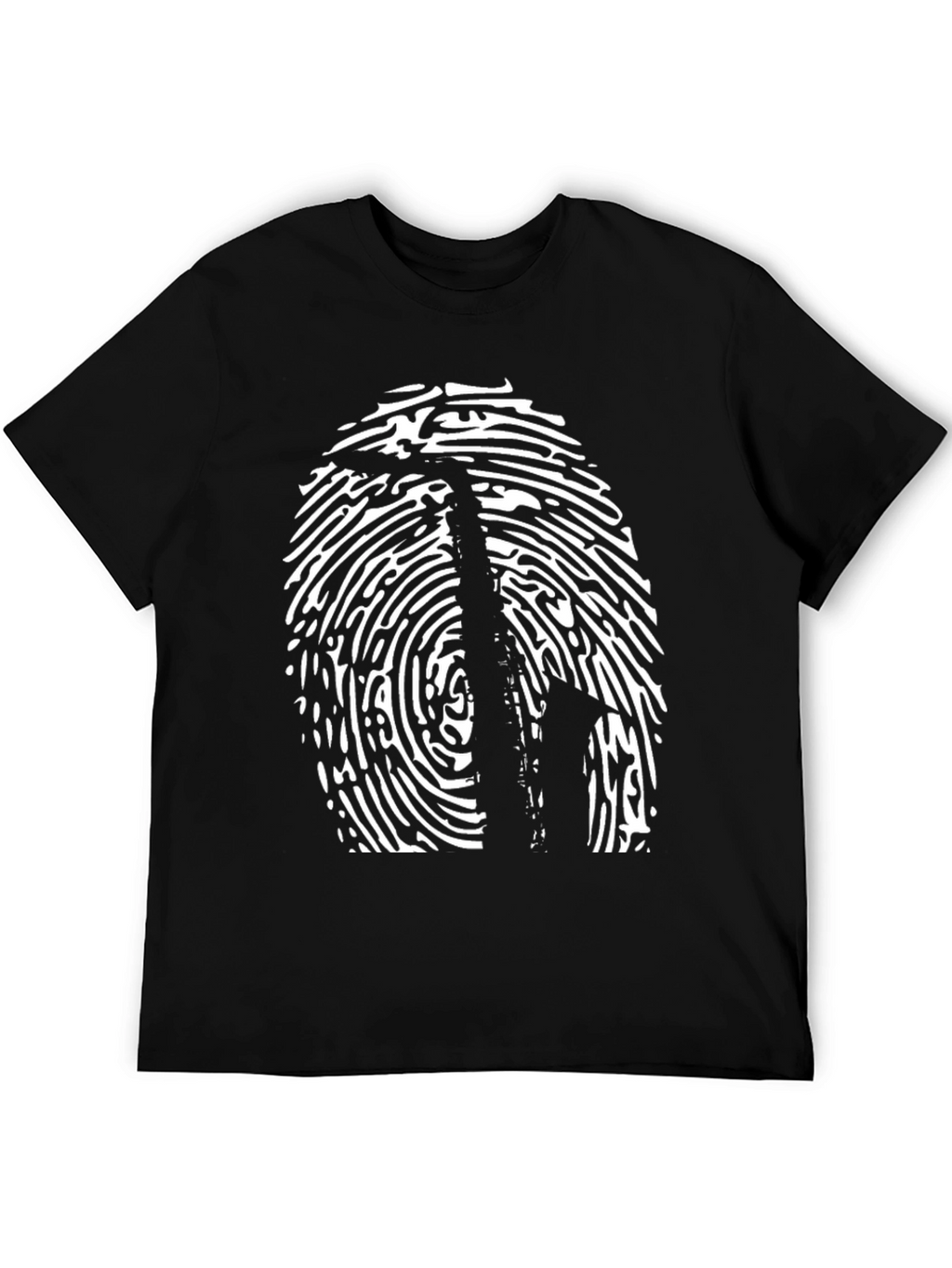 Saxophone Fingerprint Graphic Tee - Black