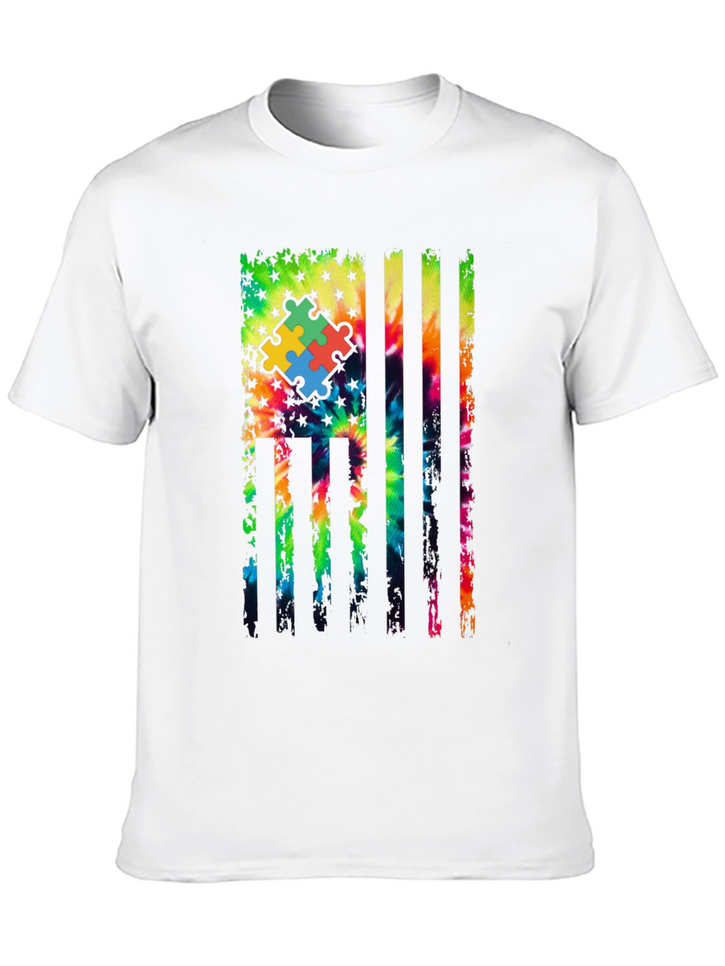 Autism Awareness Tie Dye Flag T-Shirt