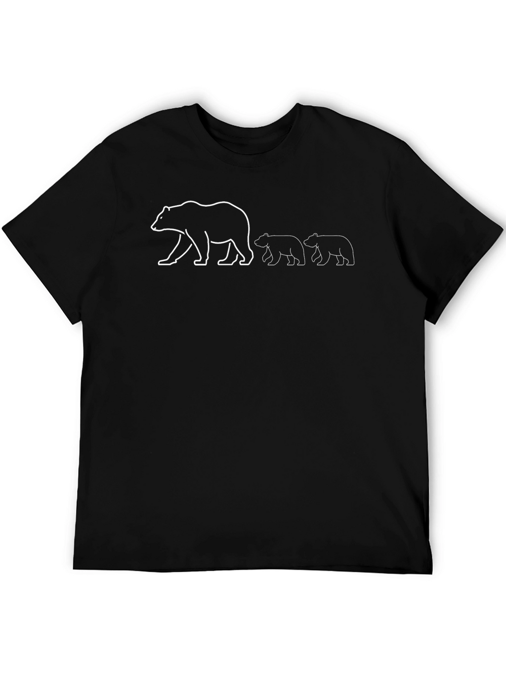 Bear Family Graphic Tee - Black Cotton T-Shirt