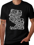 New Jersey Mandala Art Graphic Tee - Black Cotton