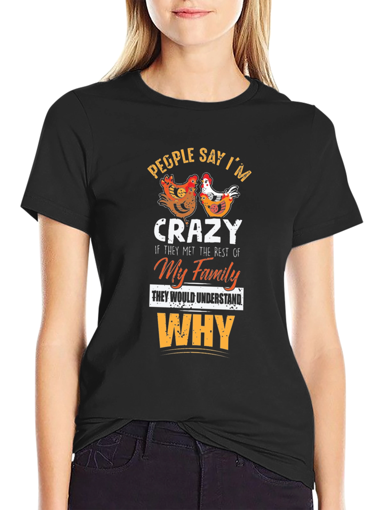 Crazy Family Chicken Graphic T-Shirt
