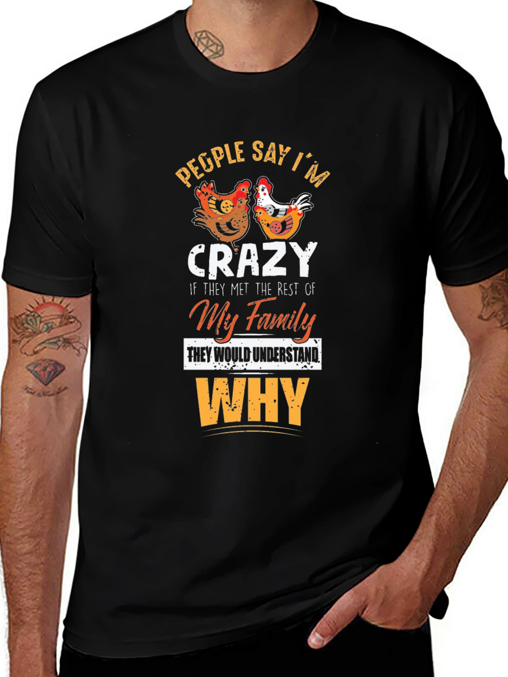 Crazy Family Chicken Graphic T-Shirt