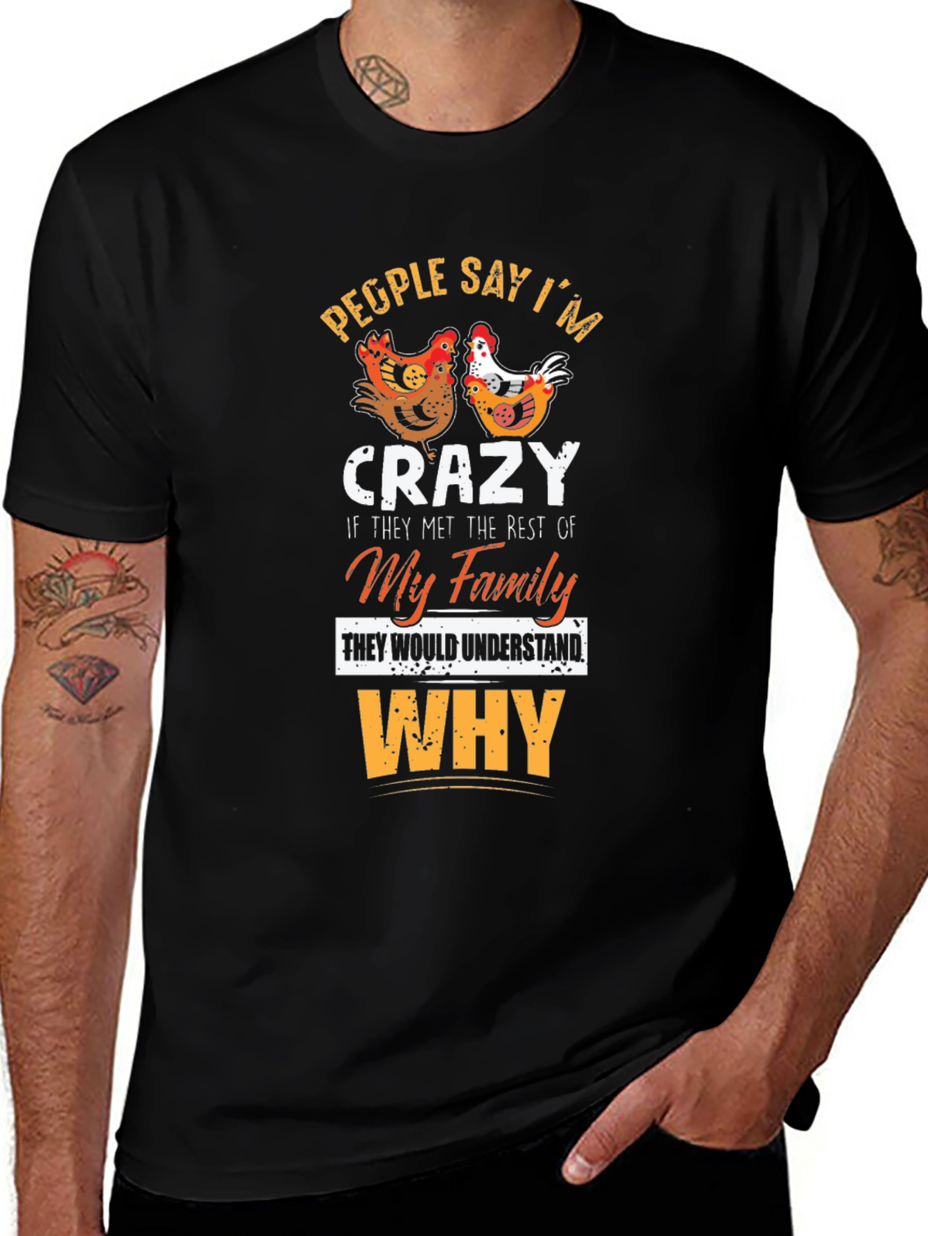 Crazy Family Chicken Graphic T-Shirt
