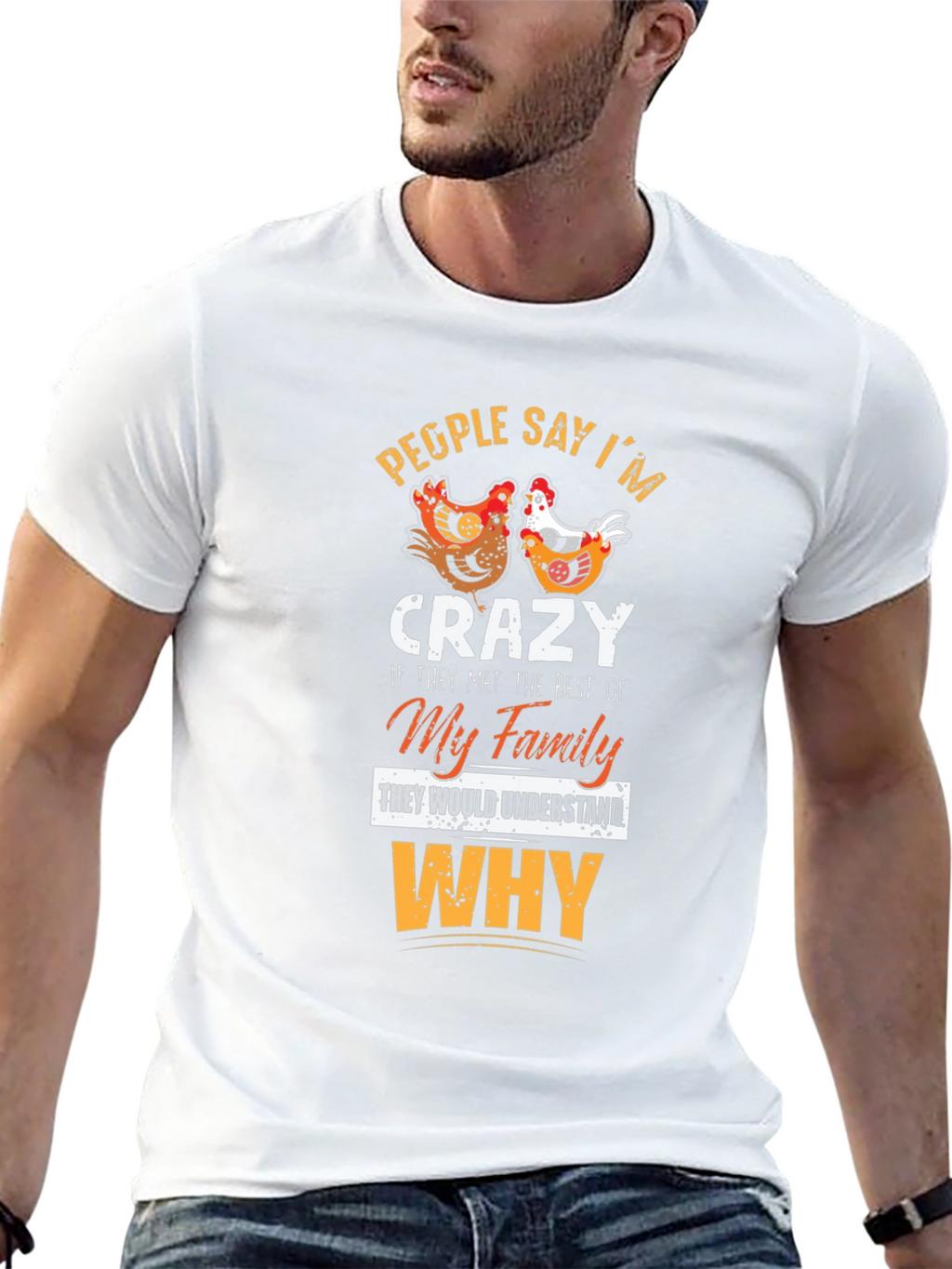 Crazy Family Chicken Graphic T-Shirt