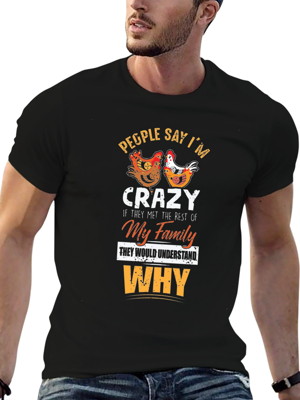 Crazy Family Chicken Graphic T-Shirt