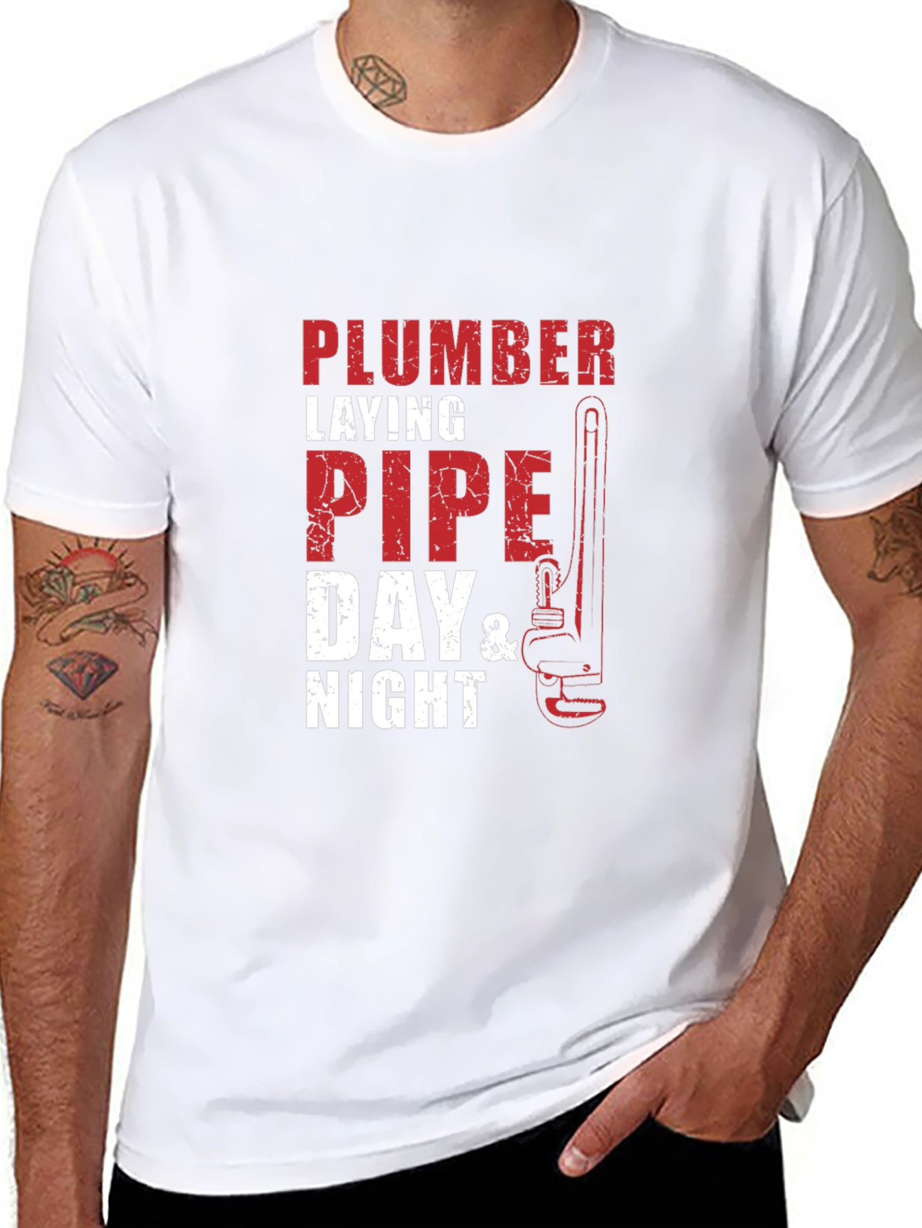 Plumber Laying Pipe Day & Night T-Shirt