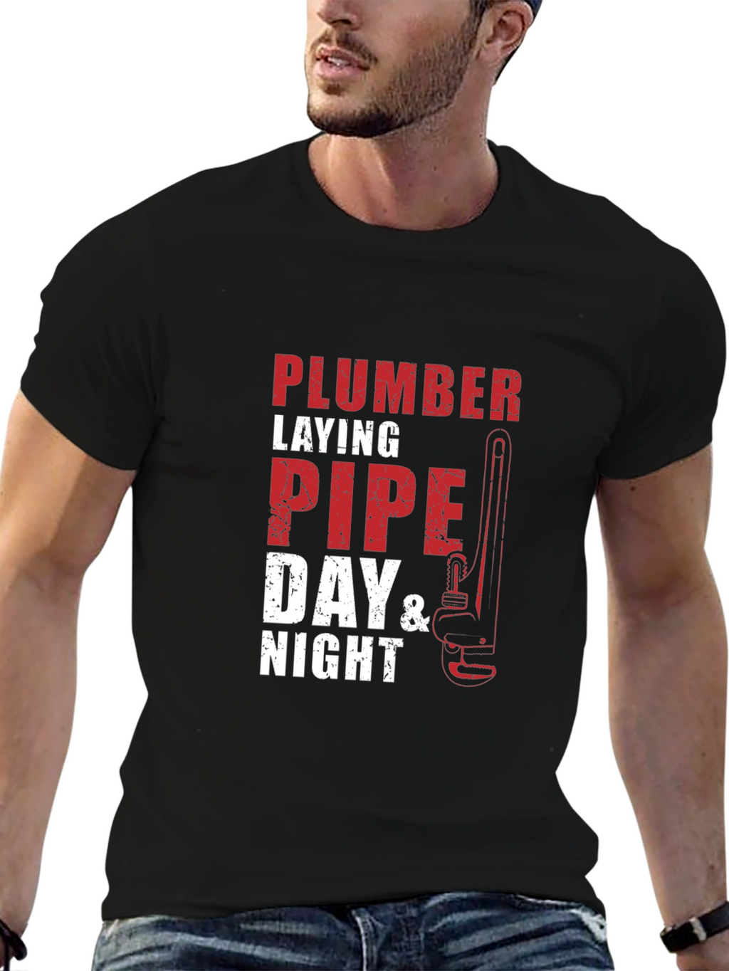 Plumber Laying Pipe Day & Night T-Shirt