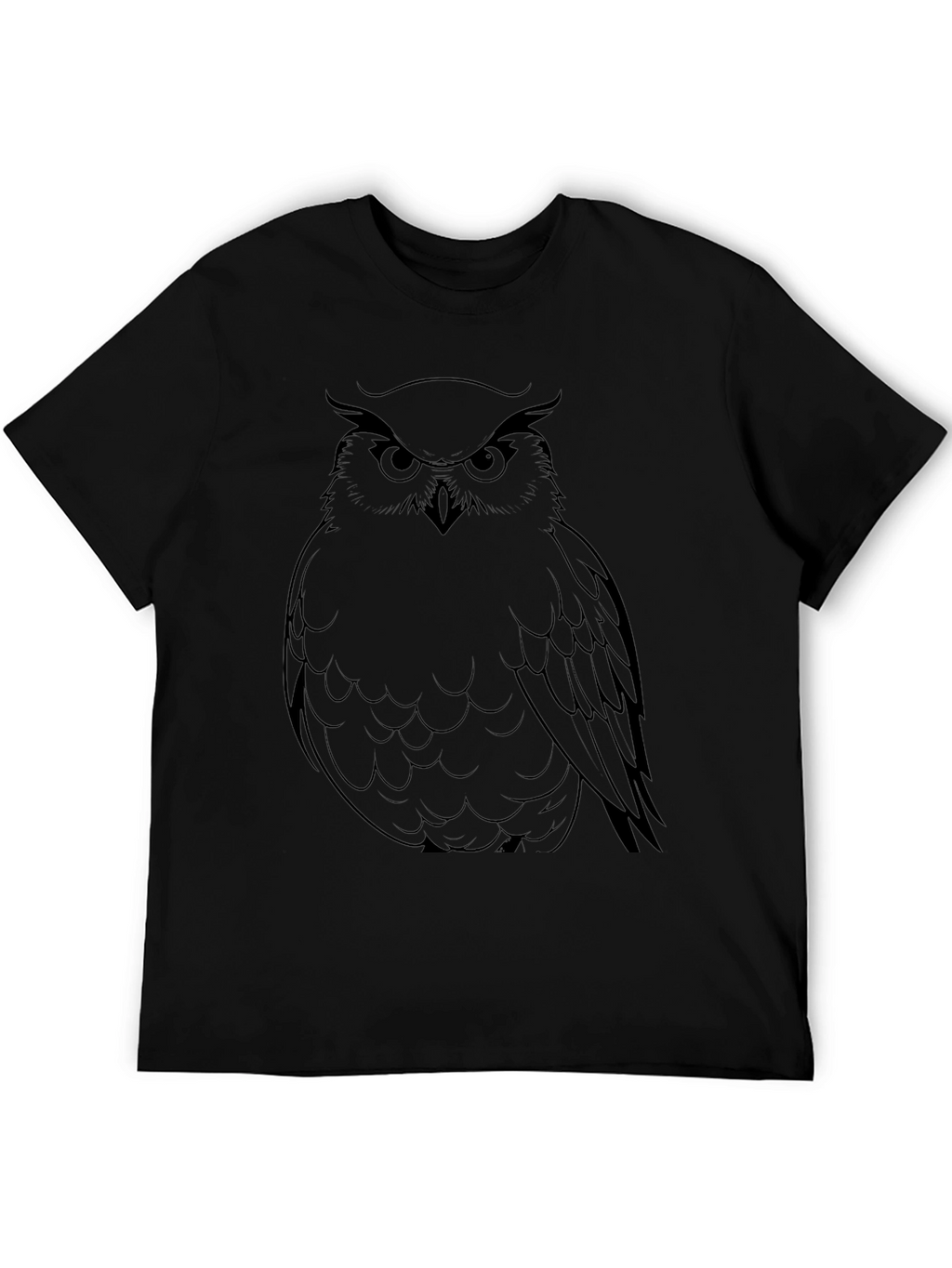 Mens Black Owl Graphic Tee