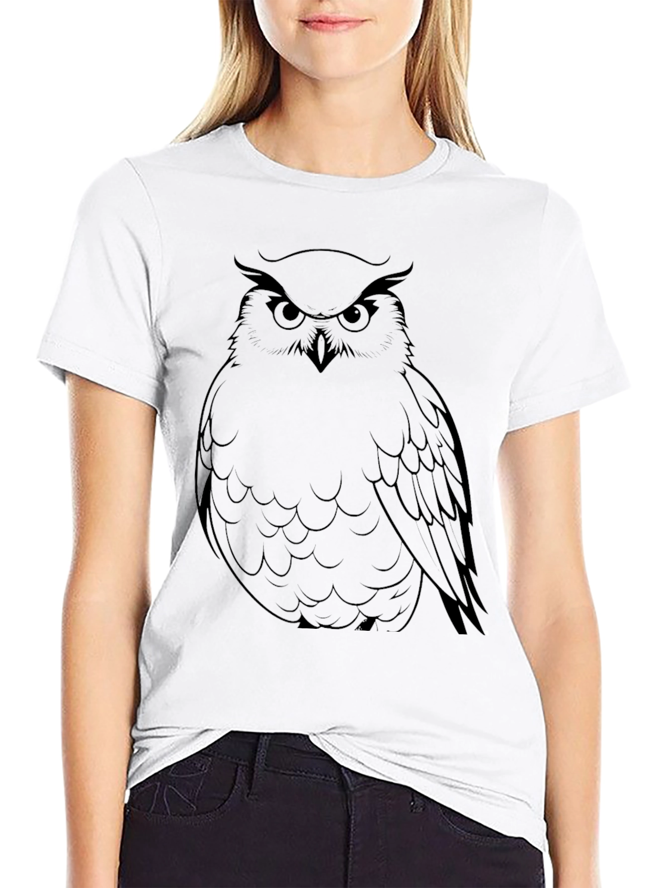 Mens Black Owl Graphic Tee