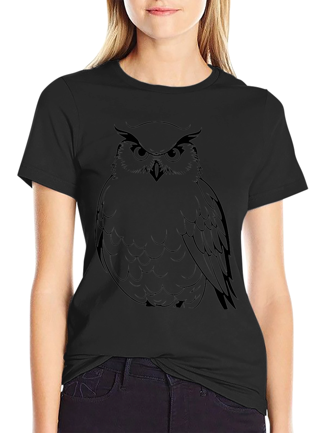 Mens Black Owl Graphic Tee