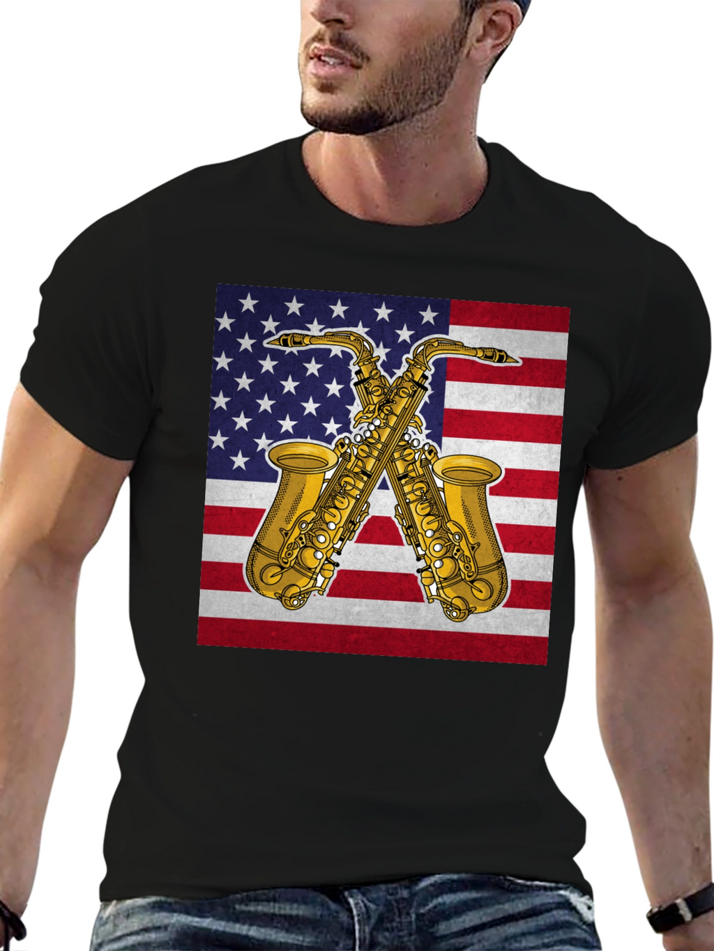 American Saxophone T-Shirt - Patriotic Music Tee