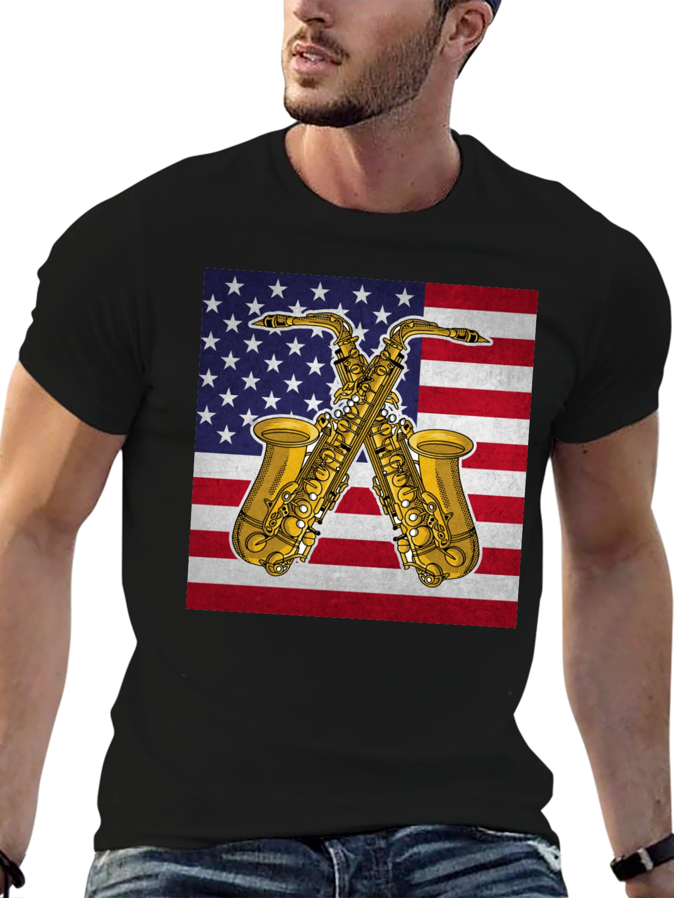 American Saxophone T-Shirt - Patriotic Music Tee