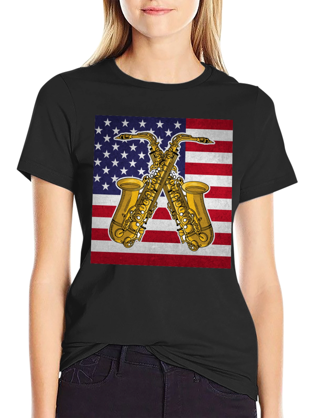 American Saxophone T-Shirt - Patriotic Music Tee