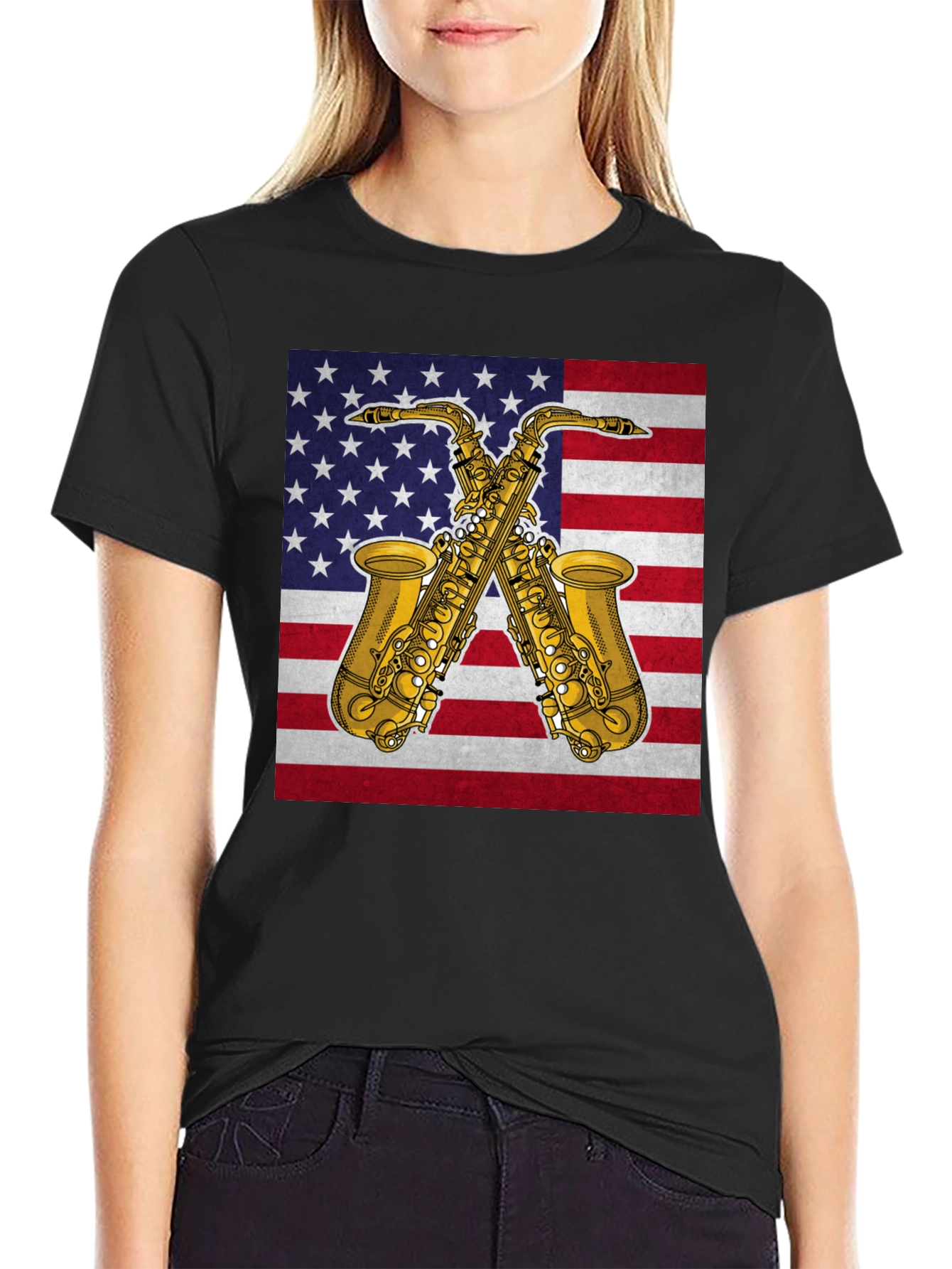 American Saxophone T-Shirt - Patriotic Music Tee
