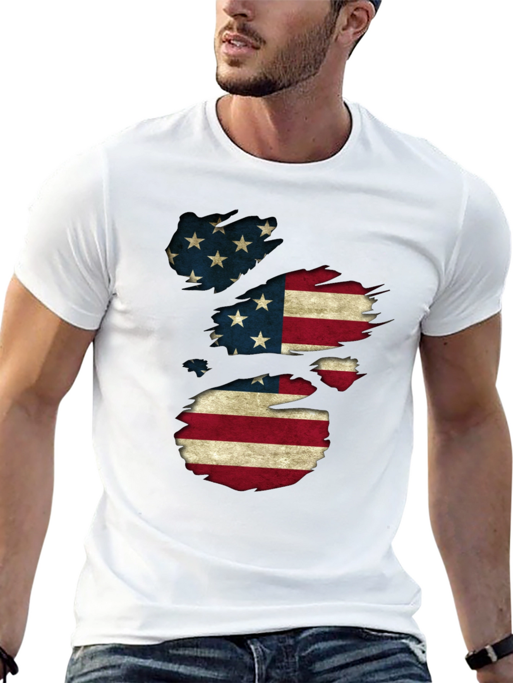 American Flag Distressed T-Shirt Patriotic USA Pride