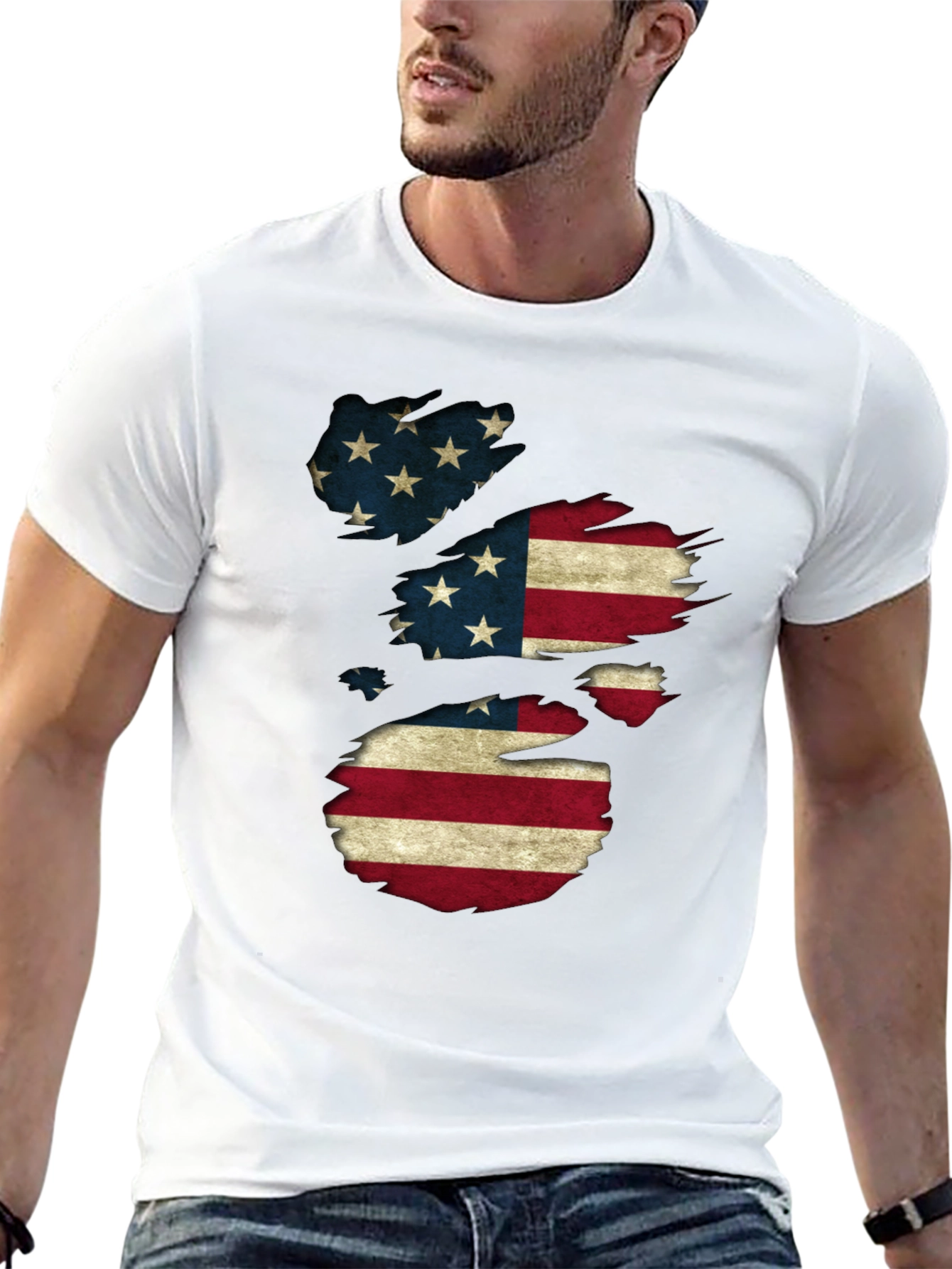 American Flag Distressed T-Shirt Patriotic USA Pride