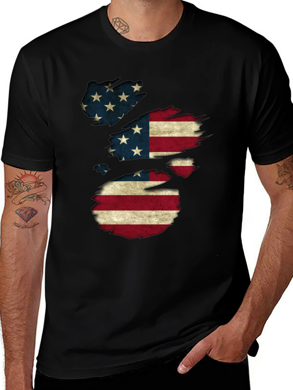 American Flag Distressed T-Shirt Patriotic USA Pride