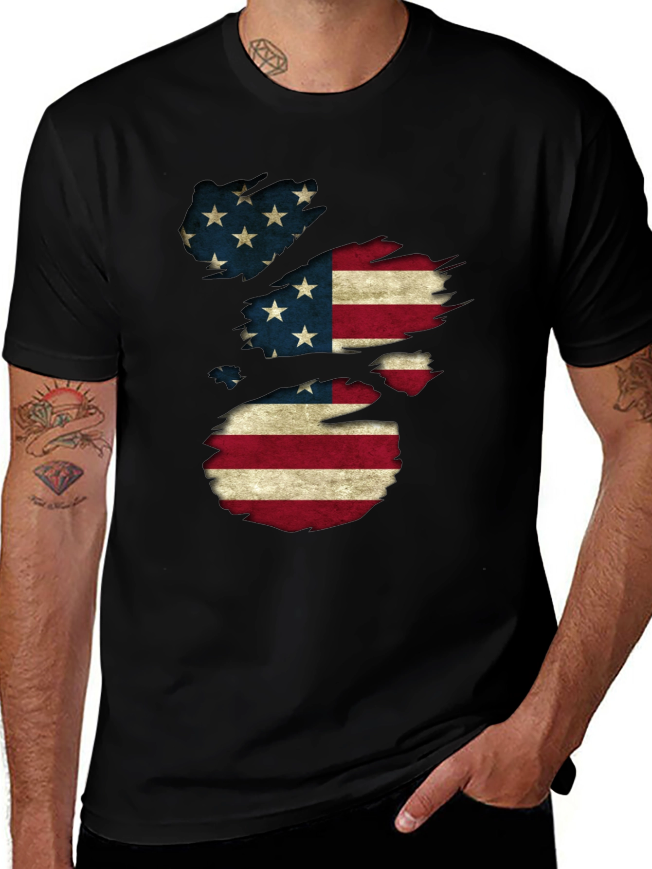 American Flag Distressed T-Shirt Patriotic USA Pride