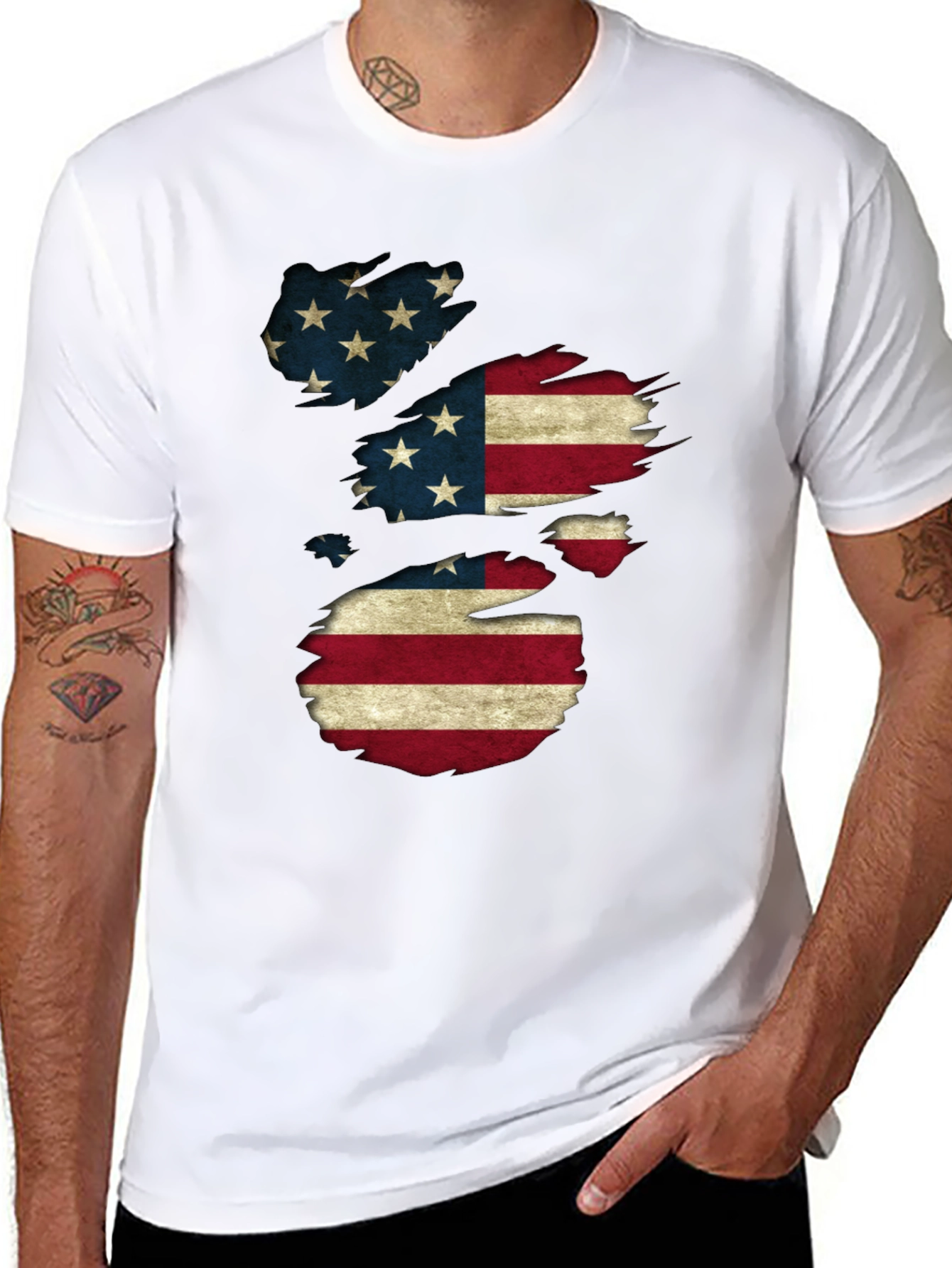 American Flag Distressed T-Shirt Patriotic USA Pride