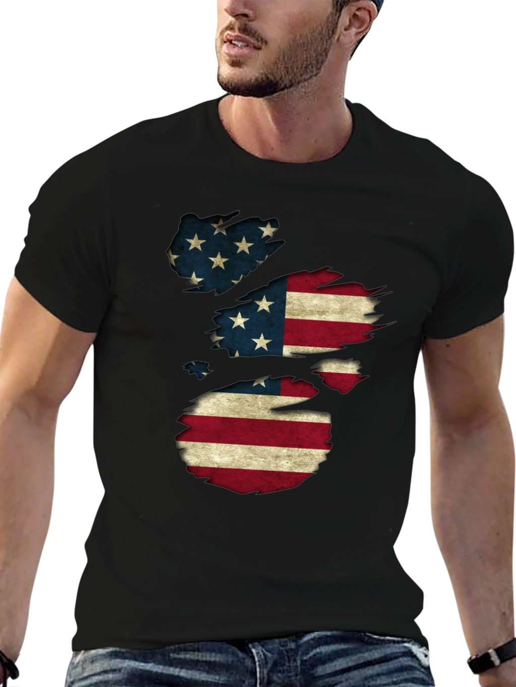 American Flag Distressed T-Shirt Patriotic USA Pride
