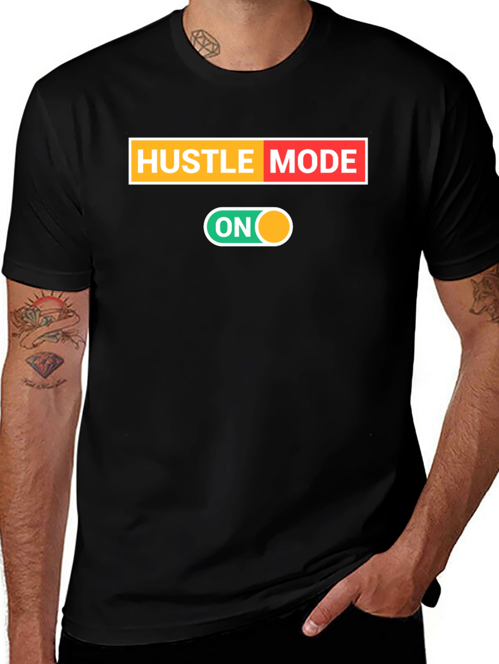 Hustle Mode On Black T-Shirt