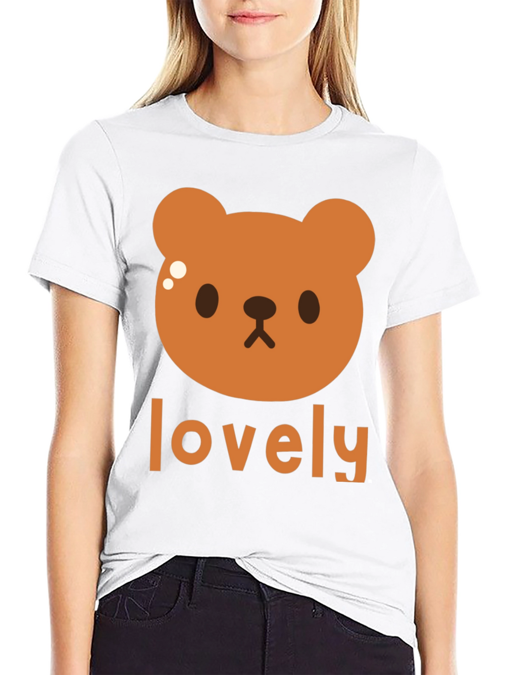 Cute Brown Bear Lovely Black T-Shirt