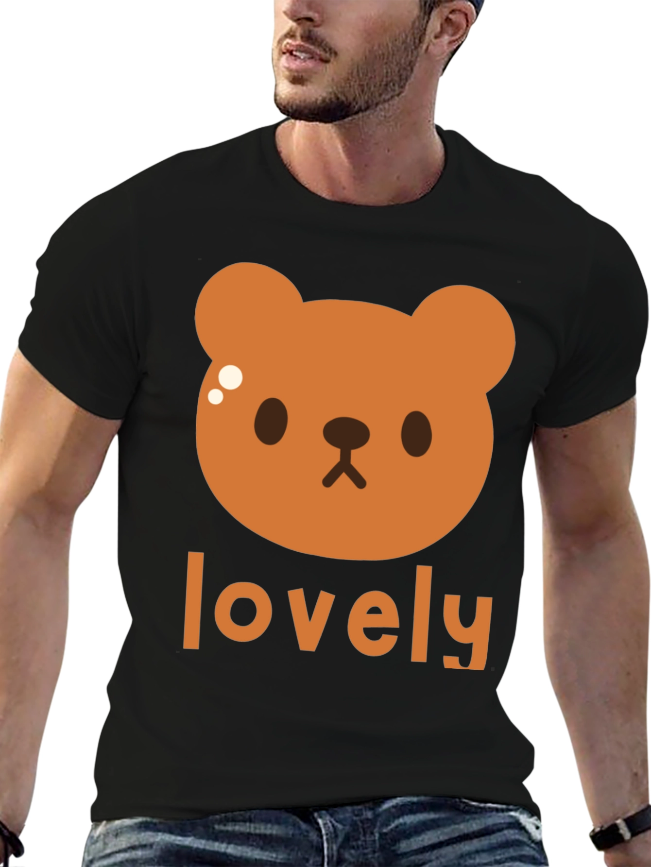 Cute Brown Bear Lovely Black T-Shirt