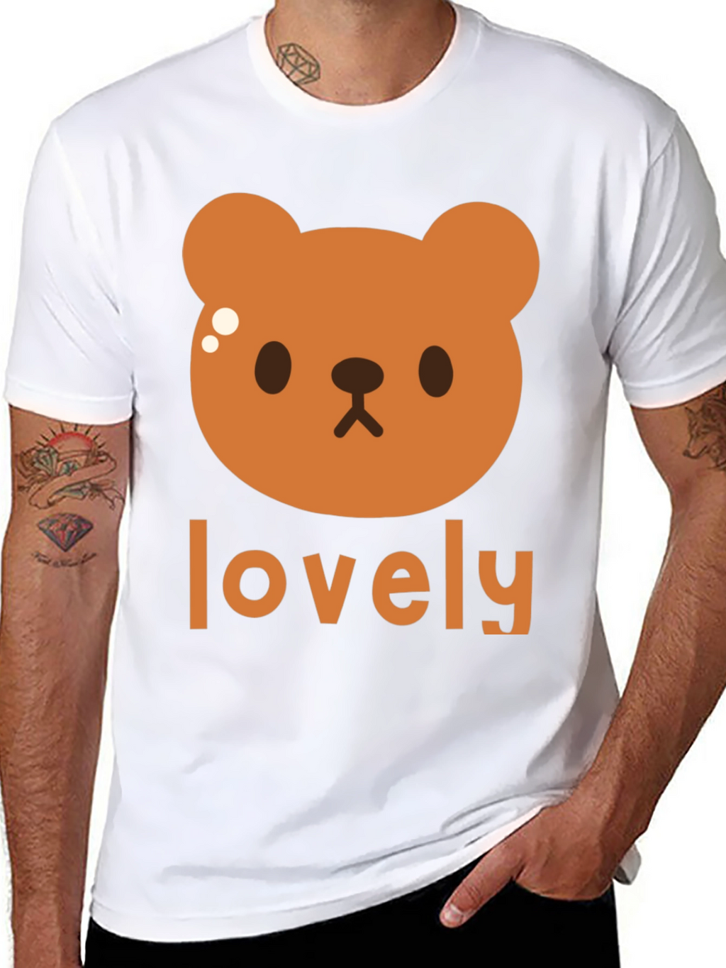 Cute Brown Bear Lovely Black T-Shirt