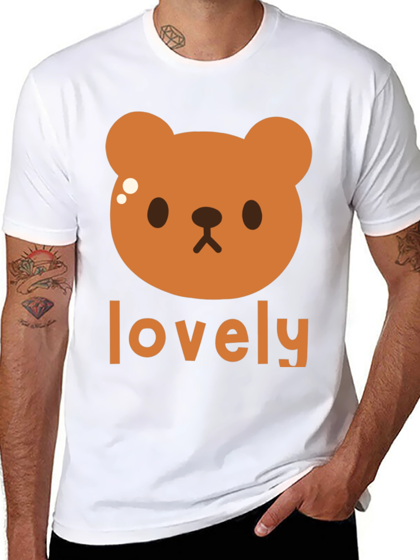 Cute Brown Bear Lovely Black T-Shirt