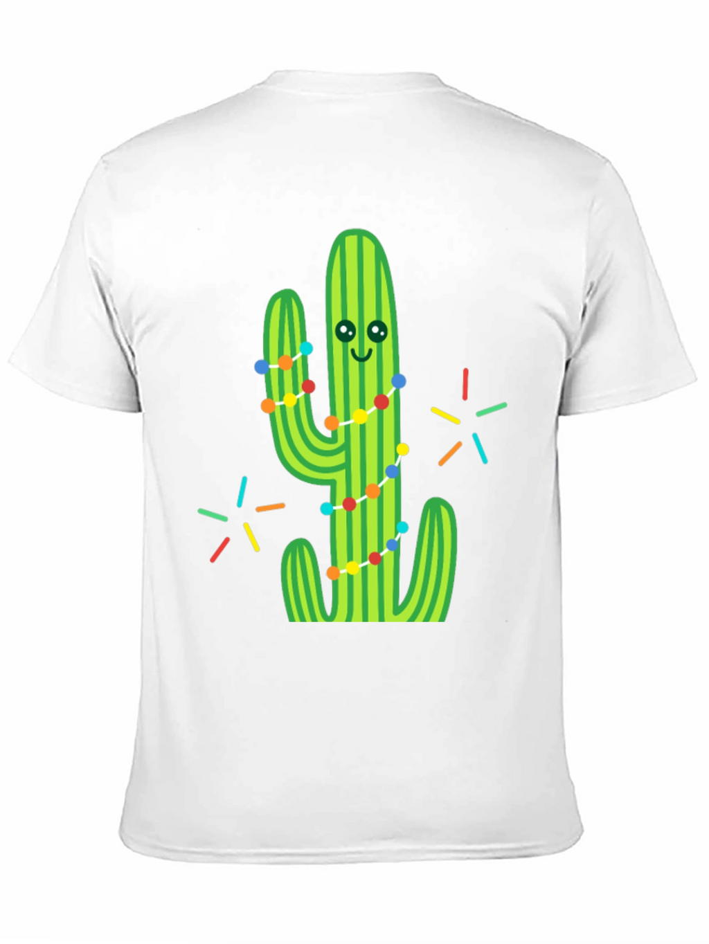 Festive Cactus Graphic Tee - Black Cotton T-Shirt