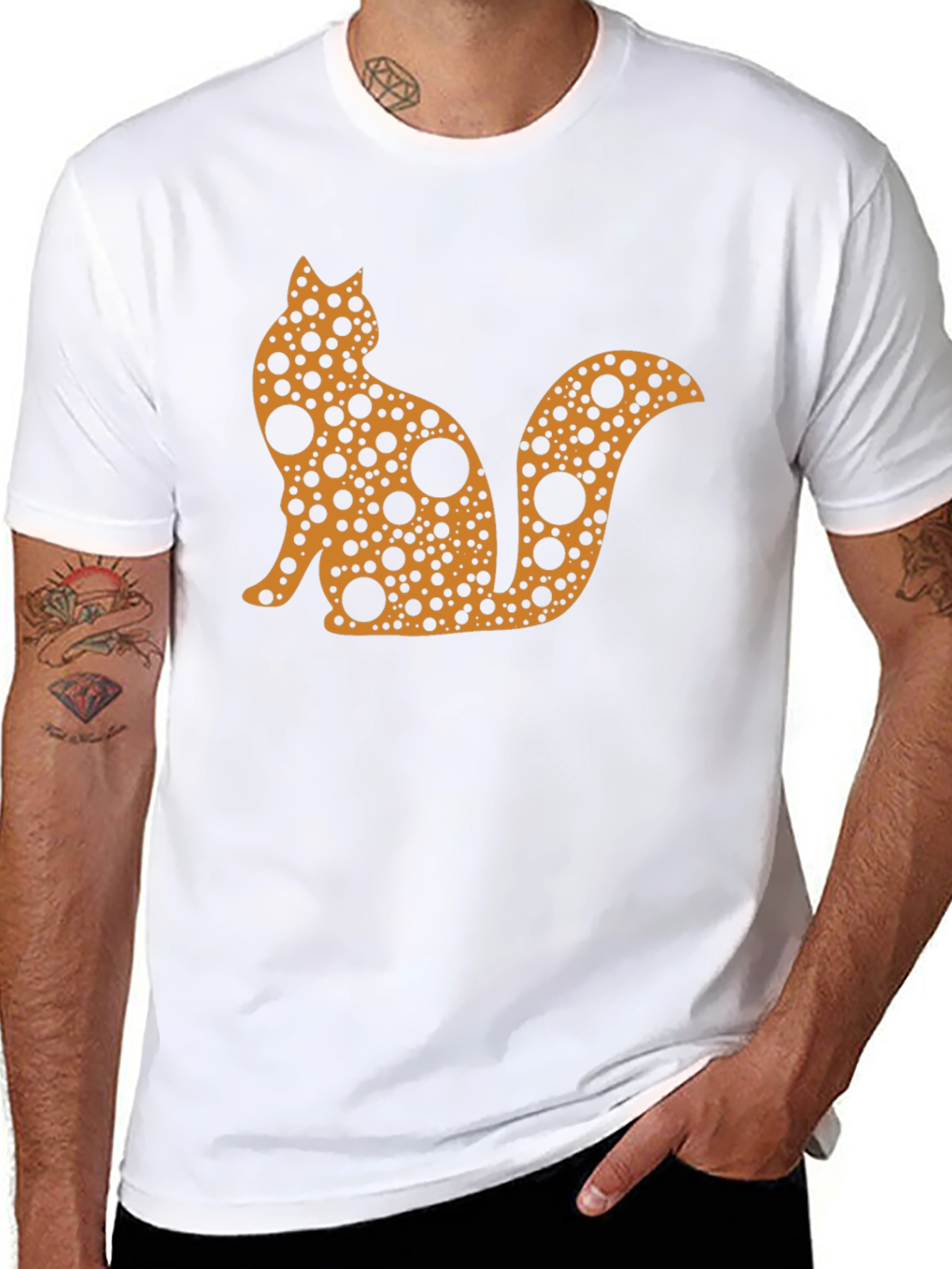 Abstract Cat T-Shirt - Black
