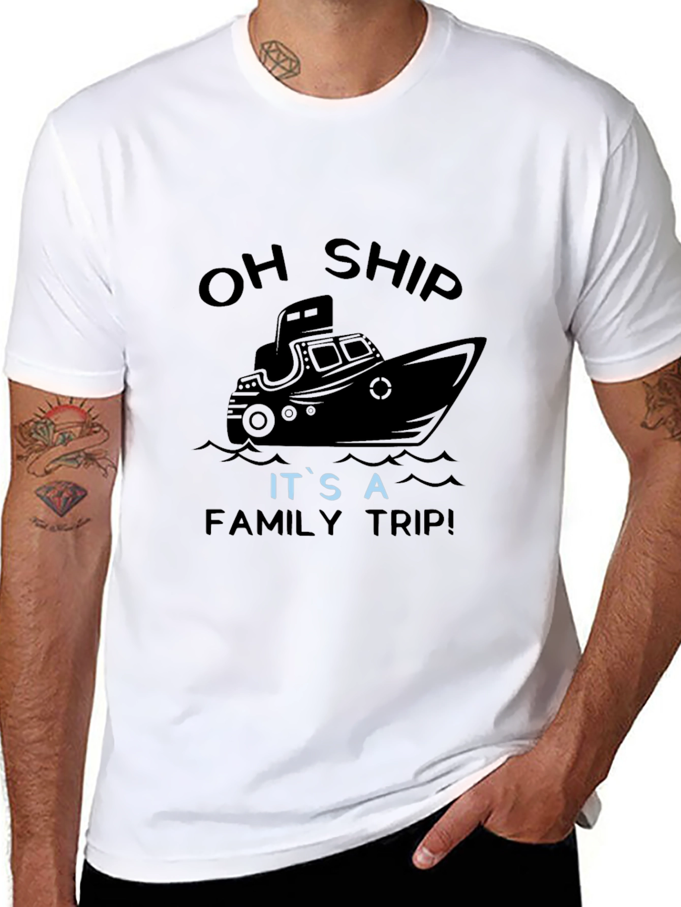 Oh Ship Its A Family Trip Black T-Shirt