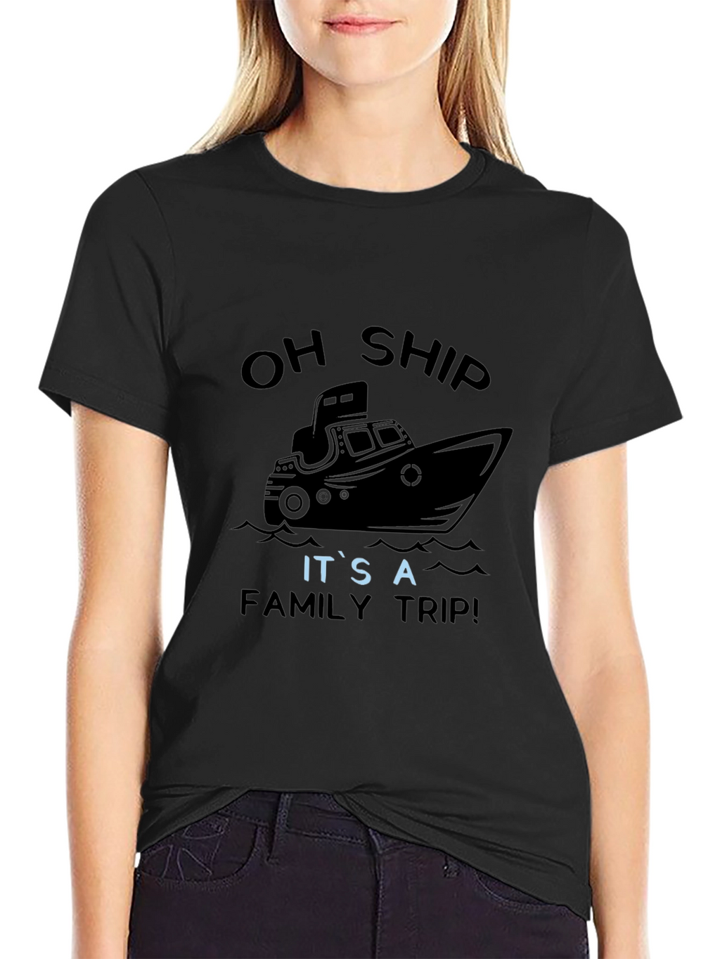 Oh Ship Its A Family Trip Black T-Shirt