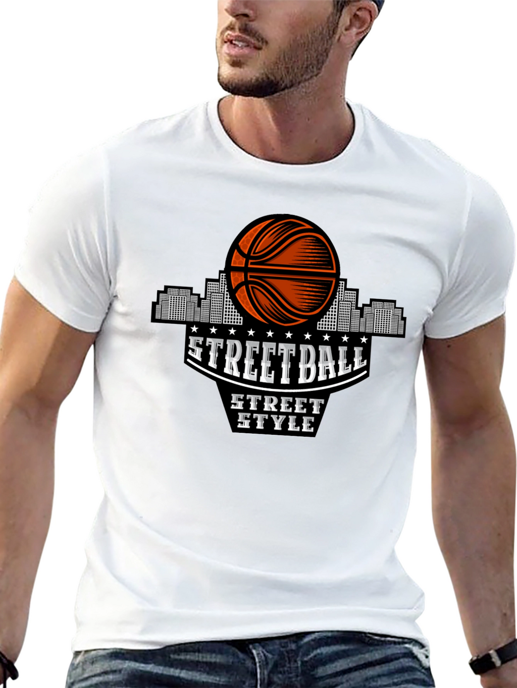 Streetball Style Graphic Tee - Urban Basketball Shirt