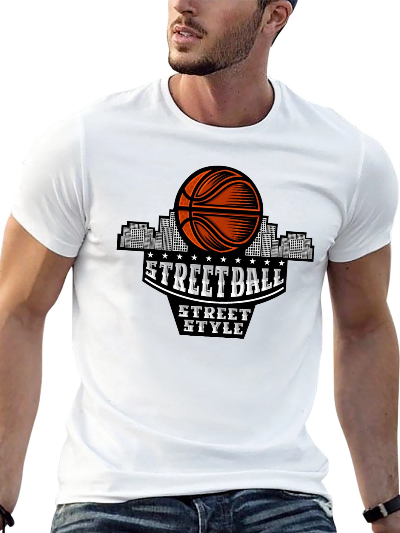 Streetball Style Graphic Tee - Urban Basketball Shirt