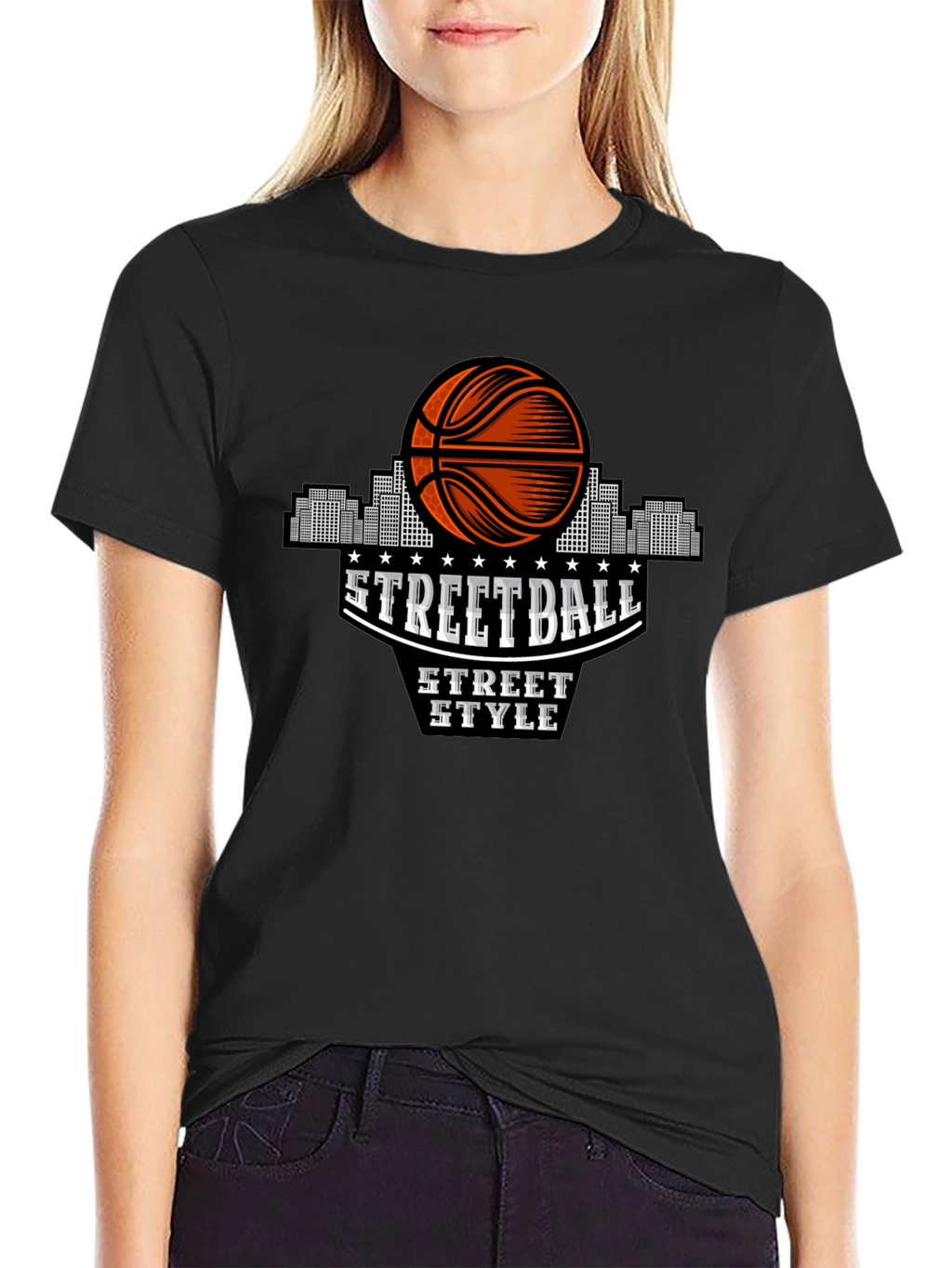 Streetball Style Graphic Tee - Urban Basketball Shirt