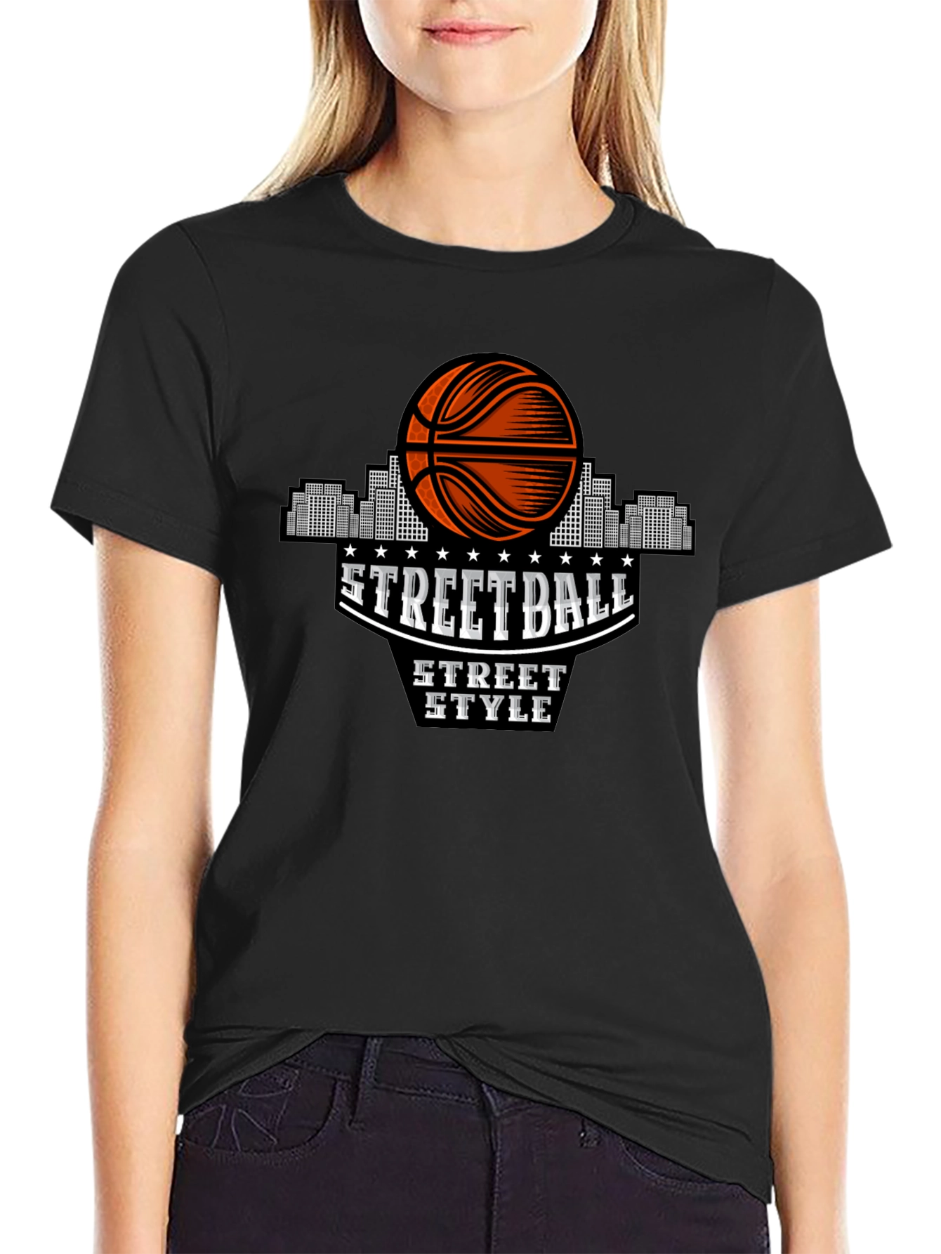Streetball Style Graphic Tee - Urban Basketball Shirt