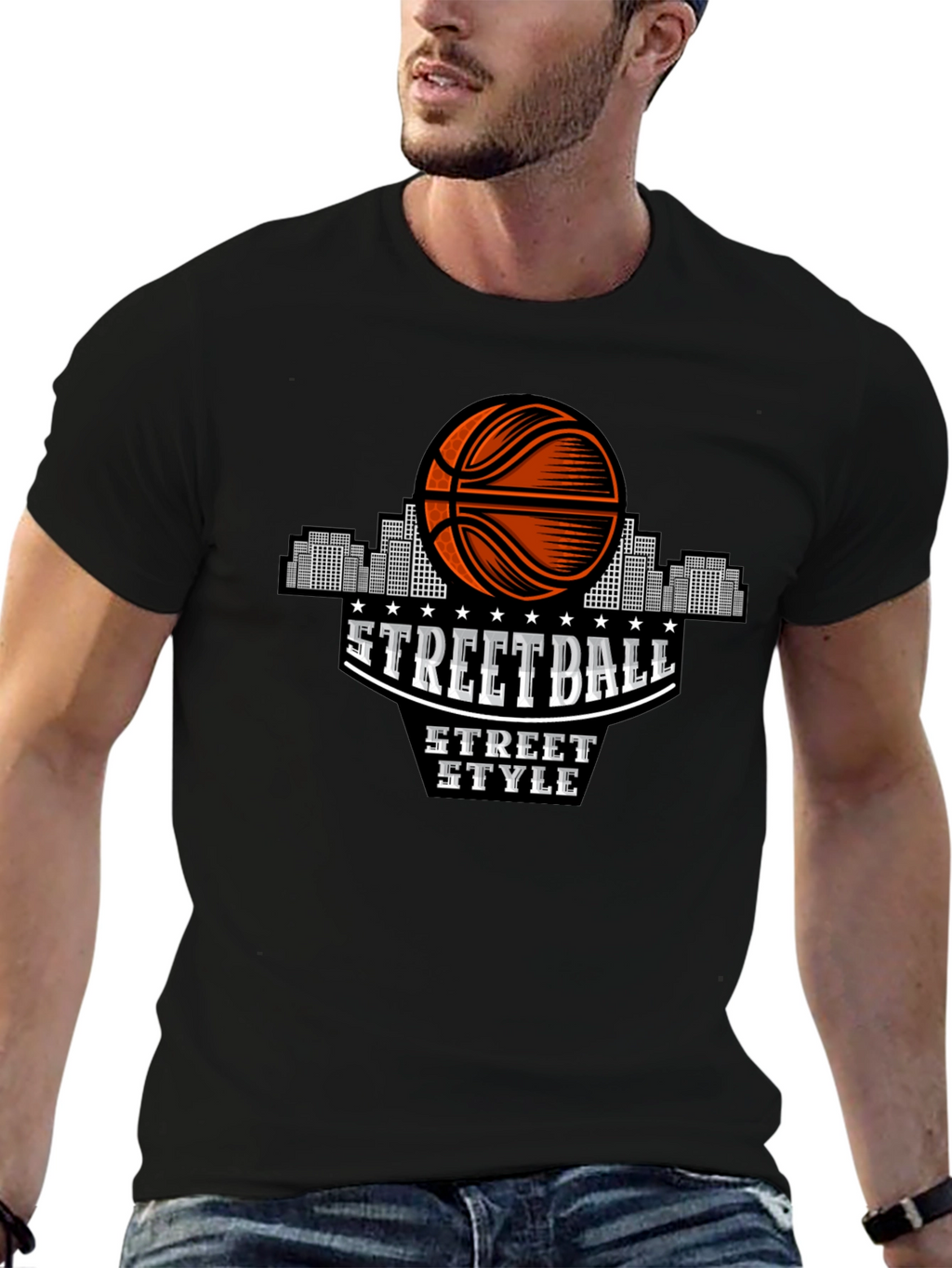 Streetball Style Graphic Tee - Urban Basketball Shirt