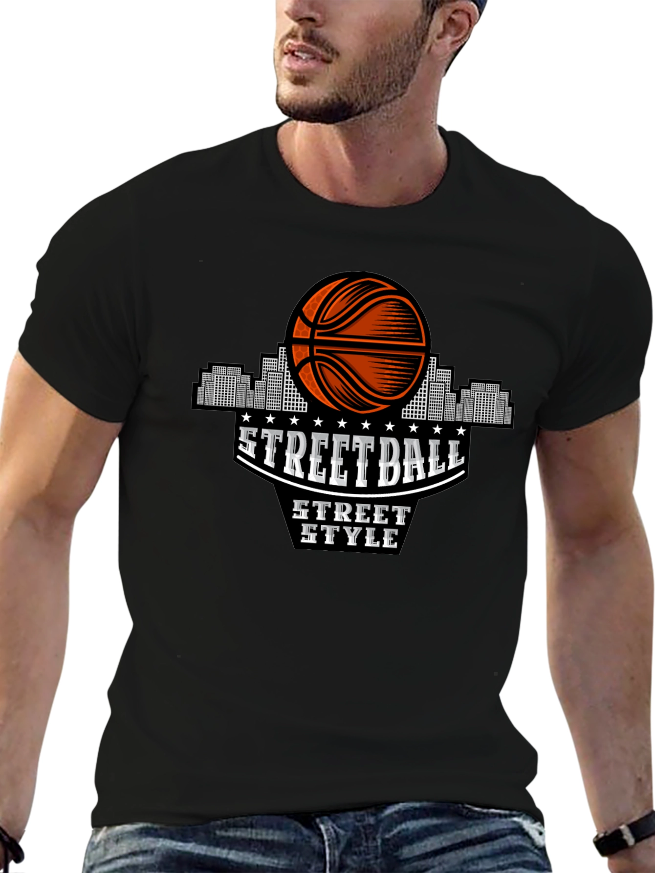Streetball Style Graphic Tee - Urban Basketball Shirt