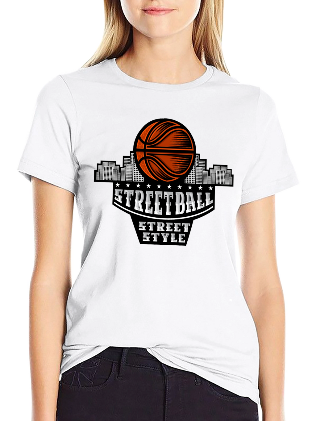 Streetball Style Graphic Tee - Urban Basketball Shirt