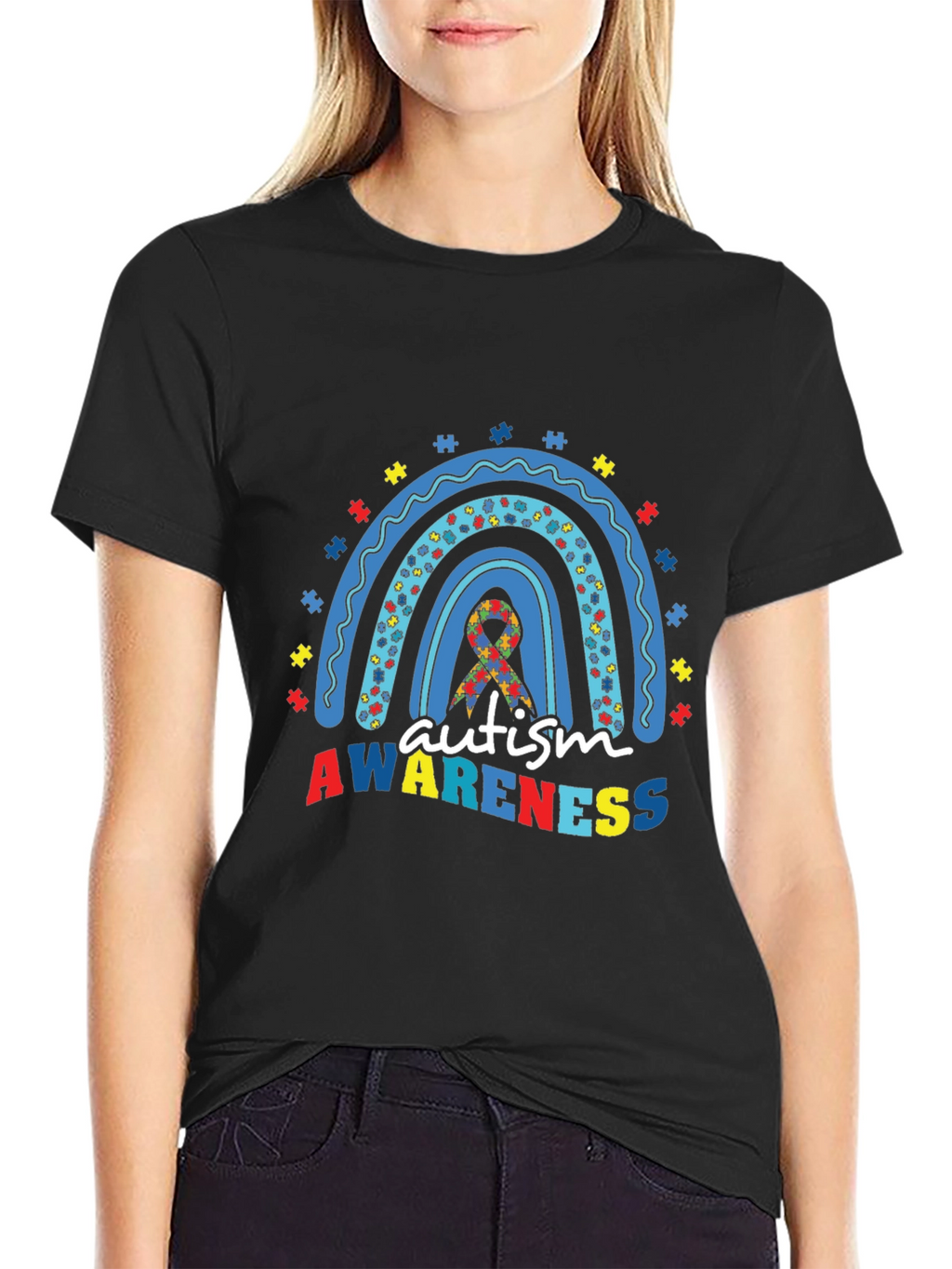 Autism Awareness Rainbow Puzzle T-Shirt