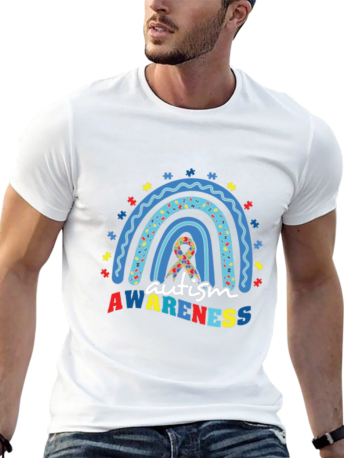 Autism Awareness Rainbow Puzzle T-Shirt