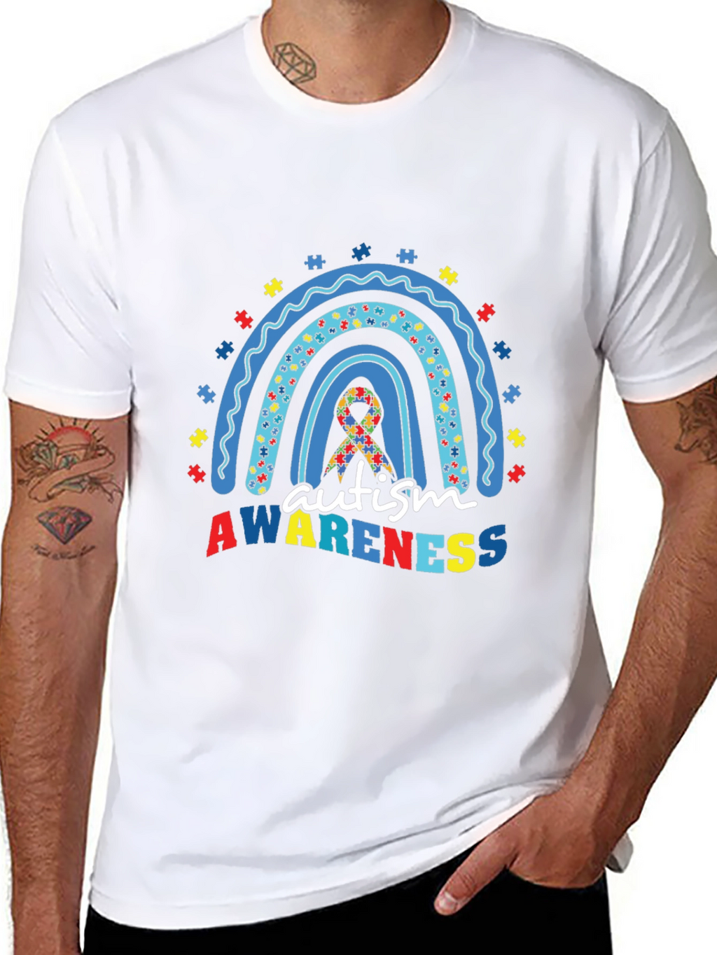 Autism Awareness Rainbow Puzzle T-Shirt