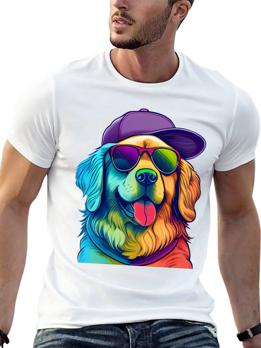 Cool Dog Graphic Tee - Rainbow Pup T-Shirt
