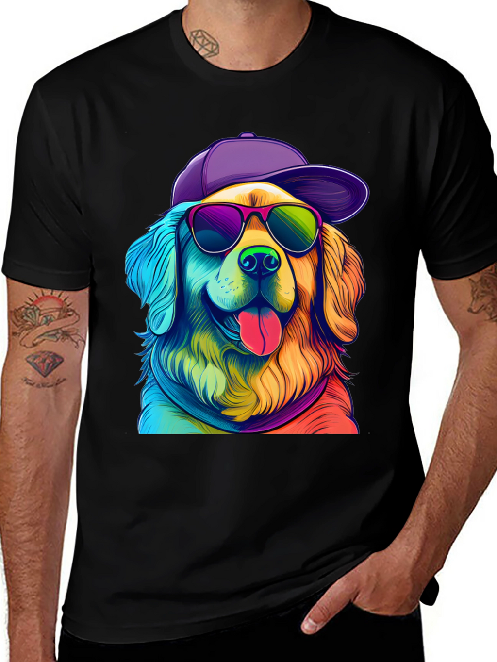 Cool Dog Graphic Tee - Rainbow Pup T-Shirt