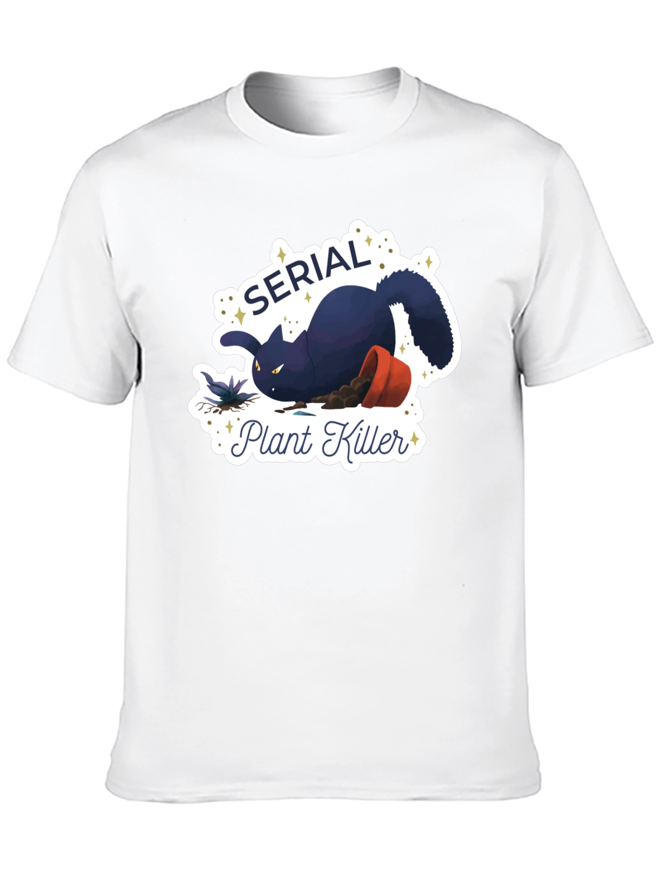 Serial Plant Killer Cat Graphic T-Shirt