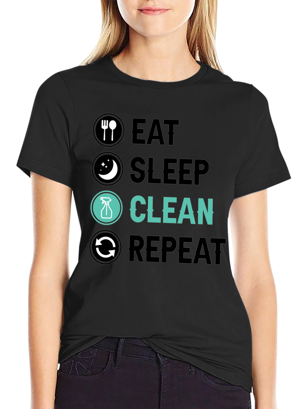 Eat Sleep Clean Repeat Graphic Tee