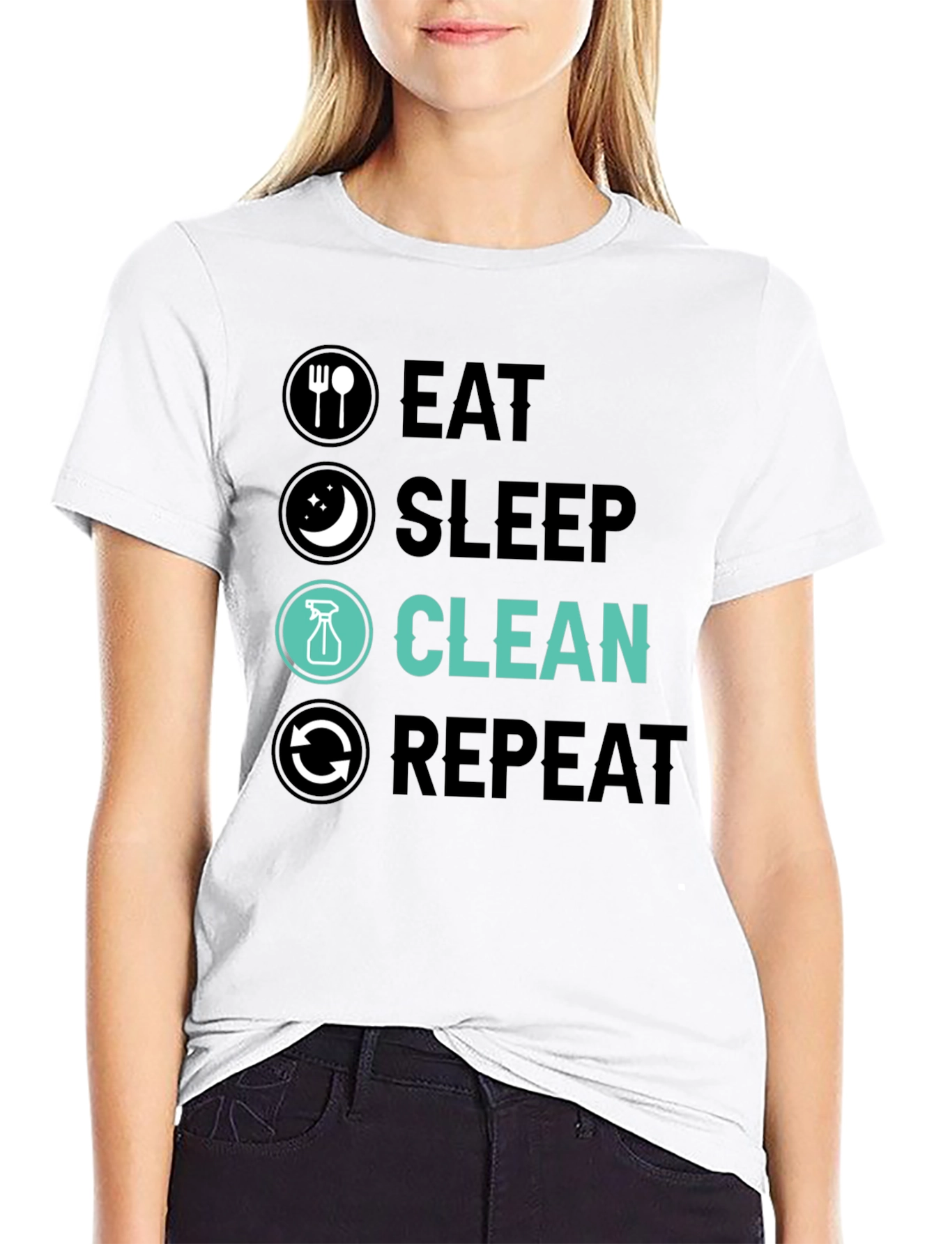 Eat Sleep Clean Repeat Graphic Tee