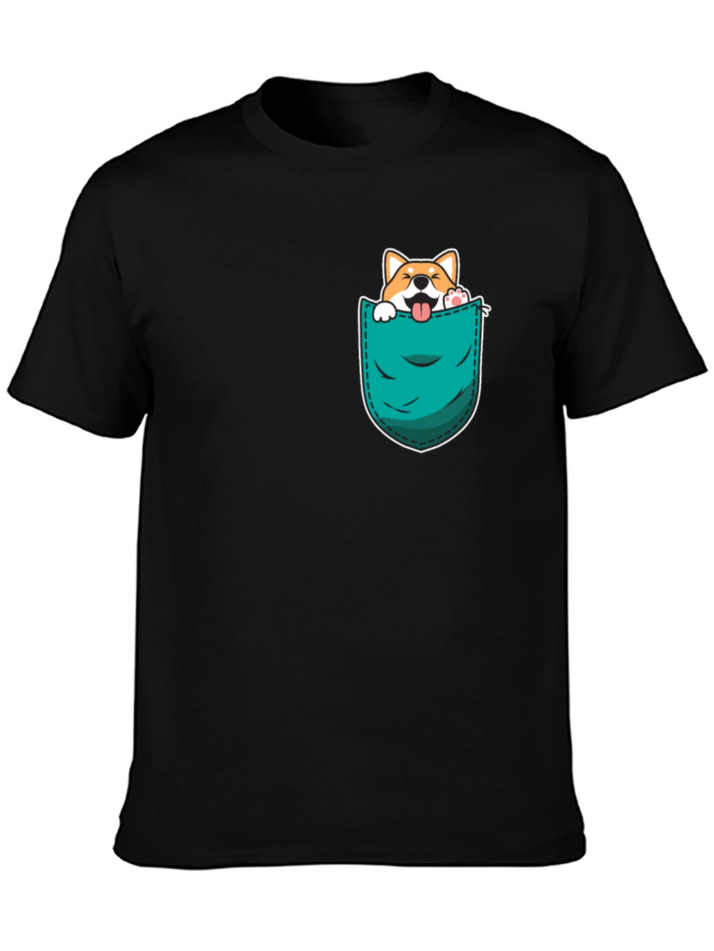 Cute Dog in Pocket Black T-Shirt