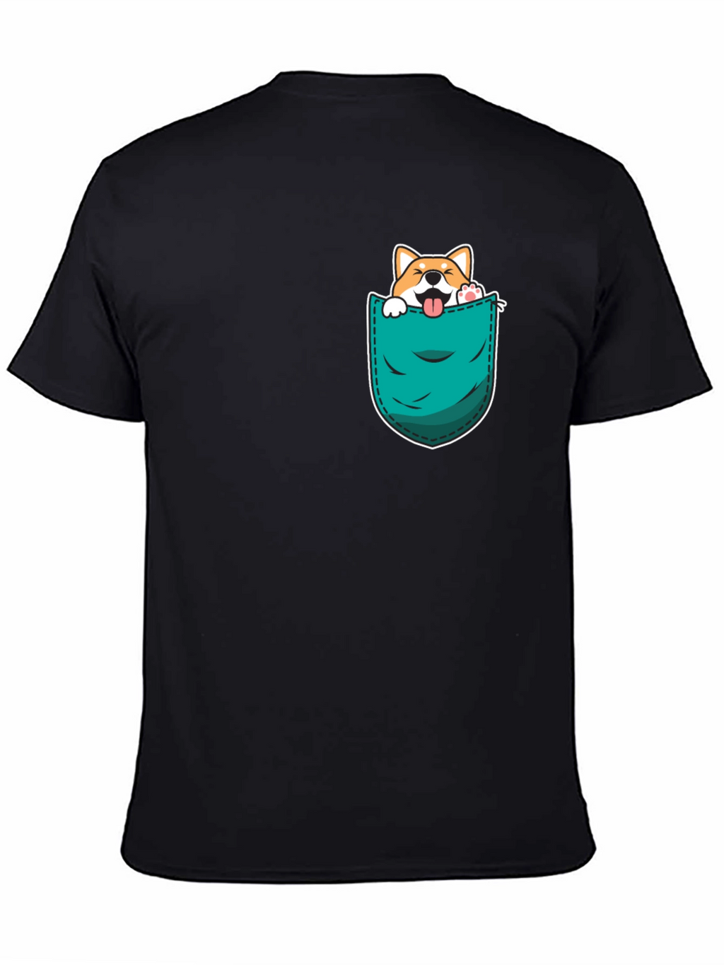 Cute Dog in Pocket Black T-Shirt